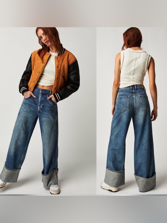 We The People Denim - We The Free Final Countdown Cuffed Jeans Low Rise Wide Leg 27 NWT Free Ship!